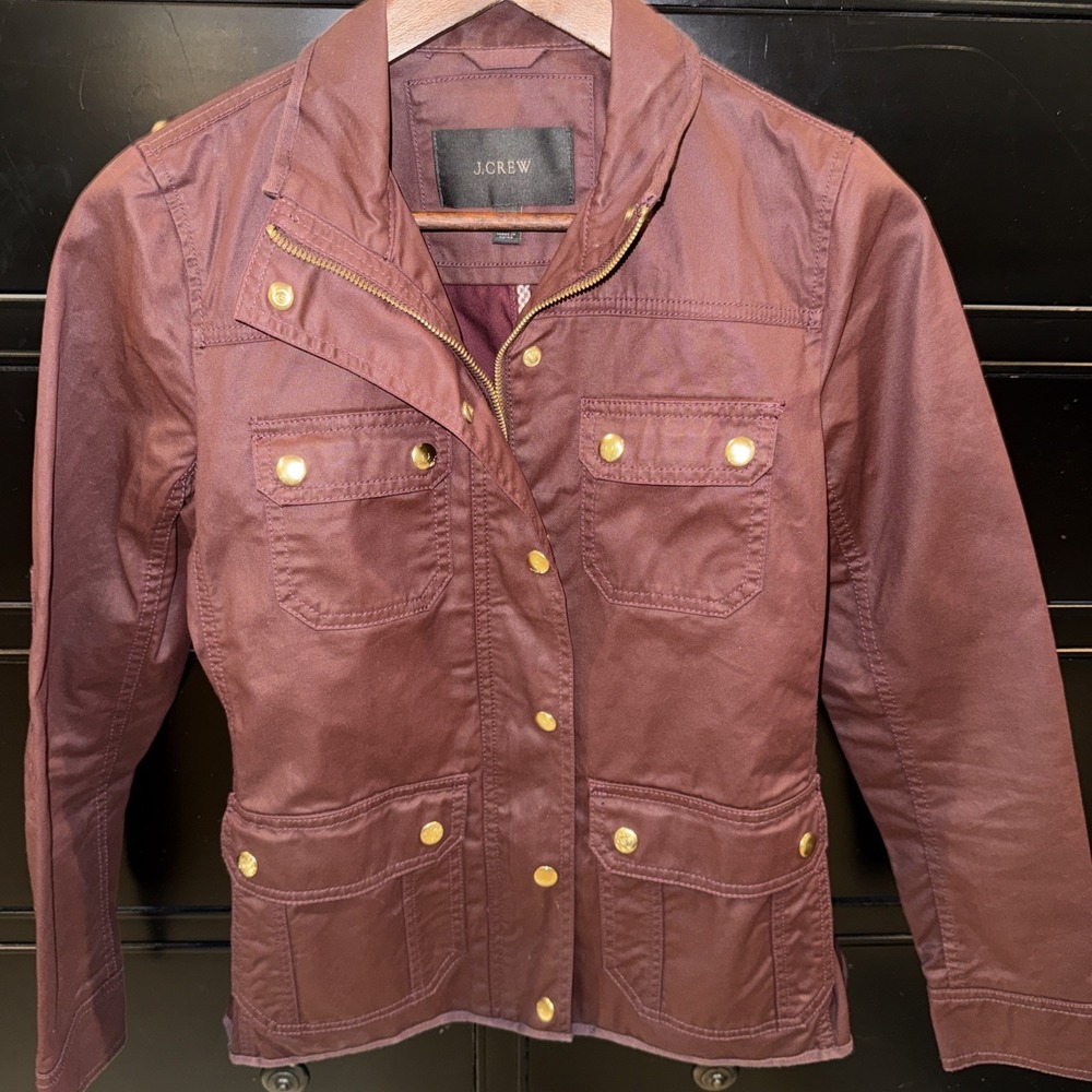 J. Crew Women's Maroon Burgundy Downtown Field Jacket Size XS Utility Fall Coat